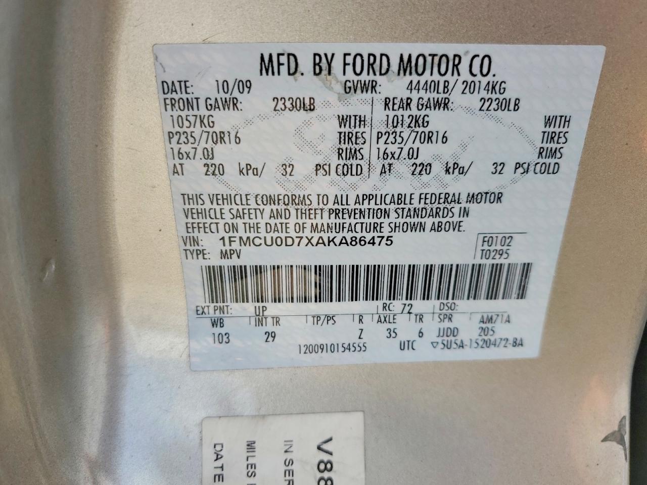 2010 FORD ESCAPE