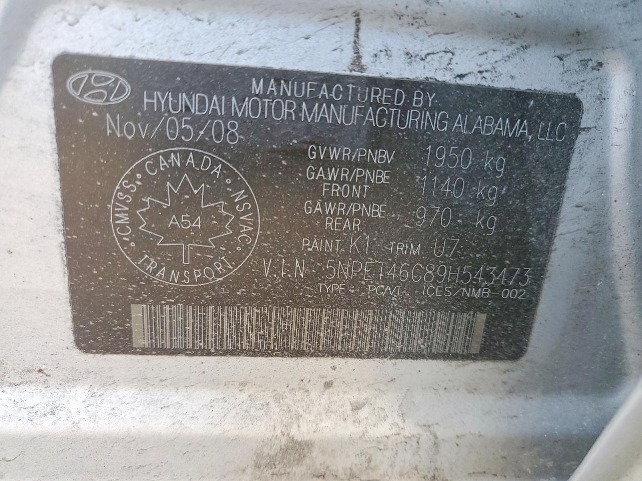 2009 HYUNDAI SONATA