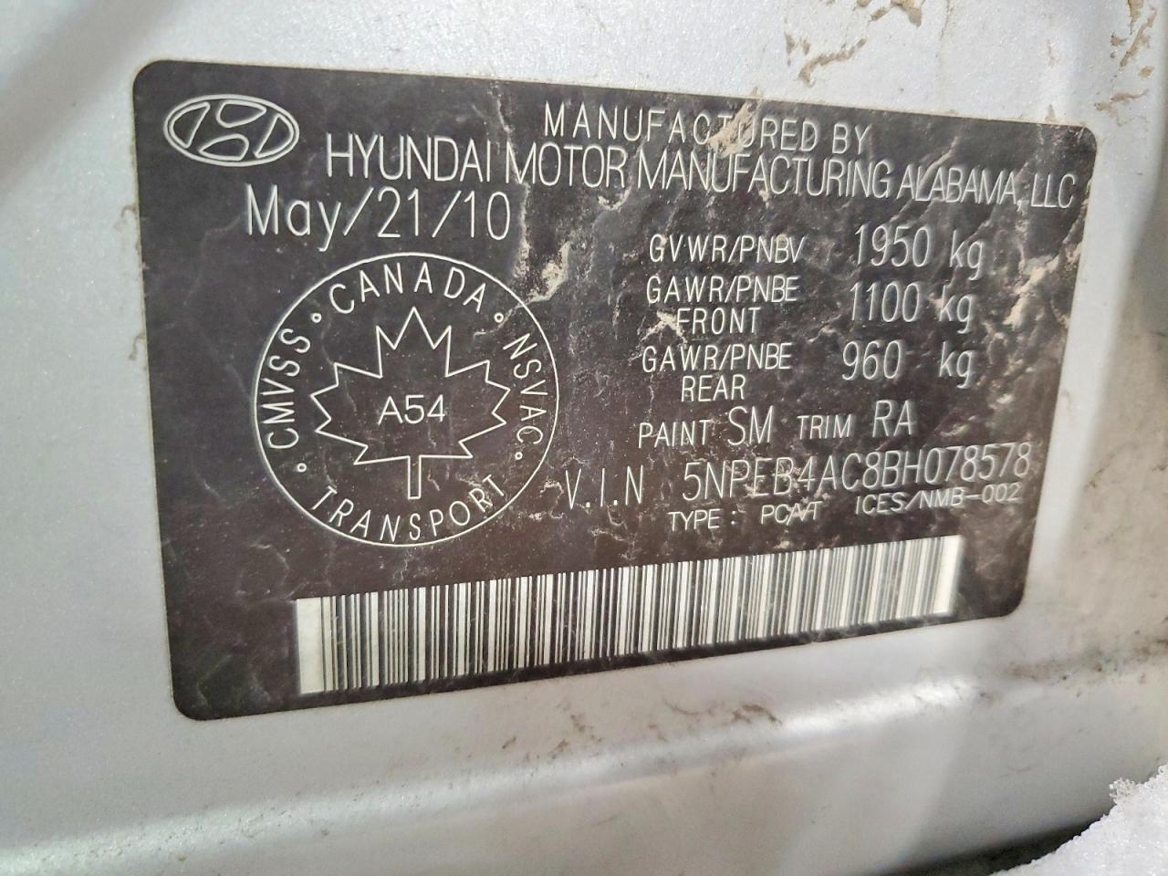 2011 HYUNDAI SONATA