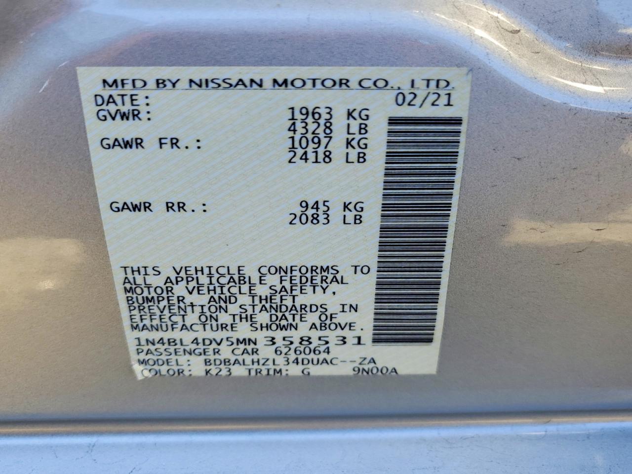 2021 NISSAN ALTIMA