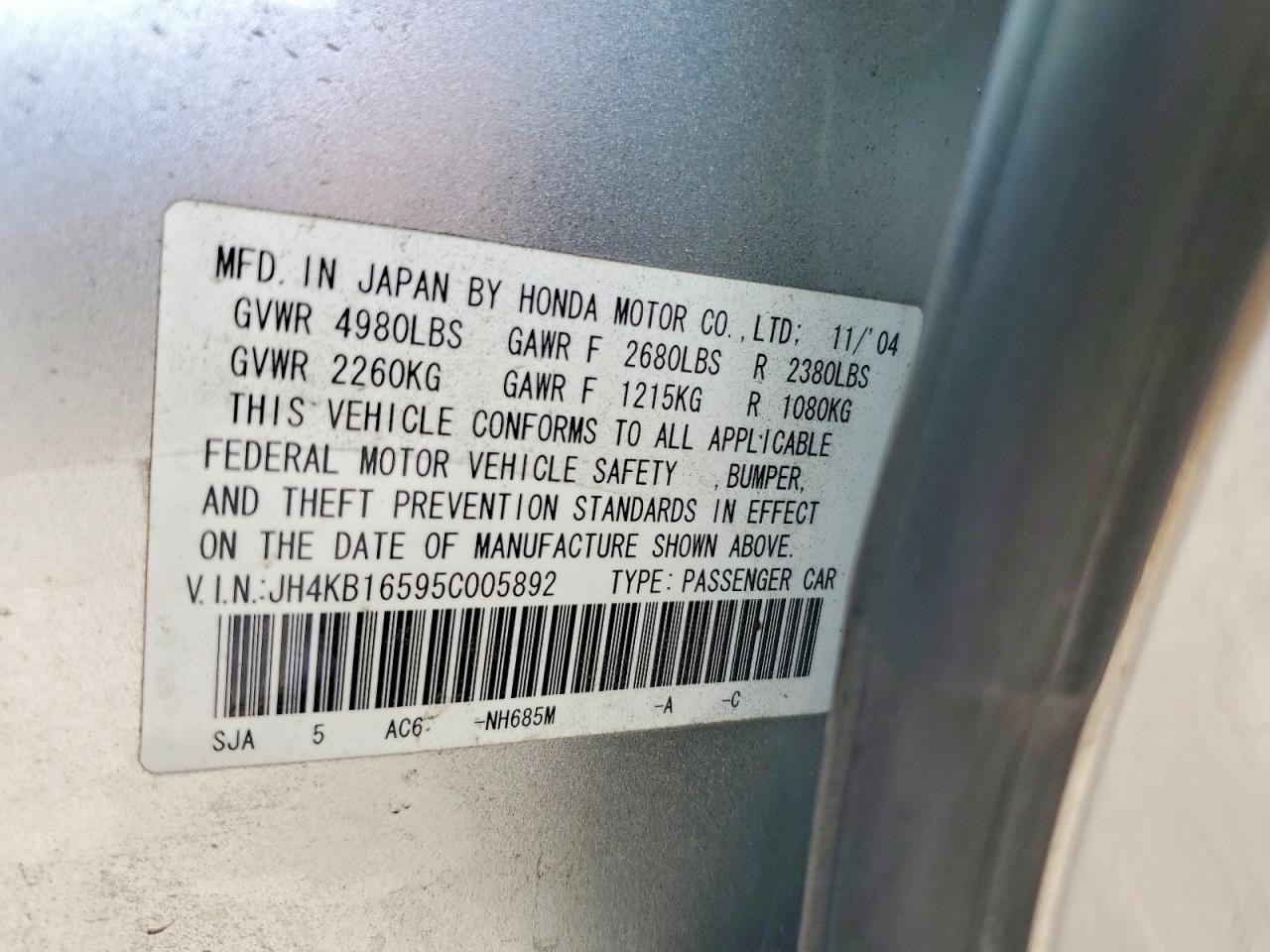 2005 ACURA RL