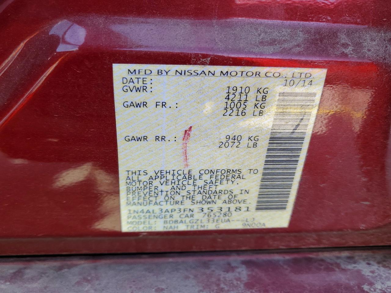 2015 NISSAN ALTIMA