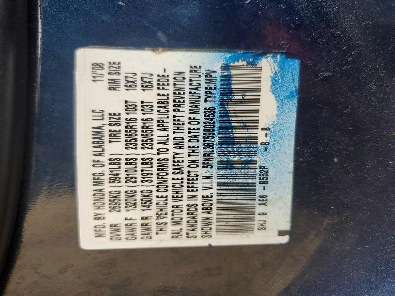 2009 HONDA ODYSSEY