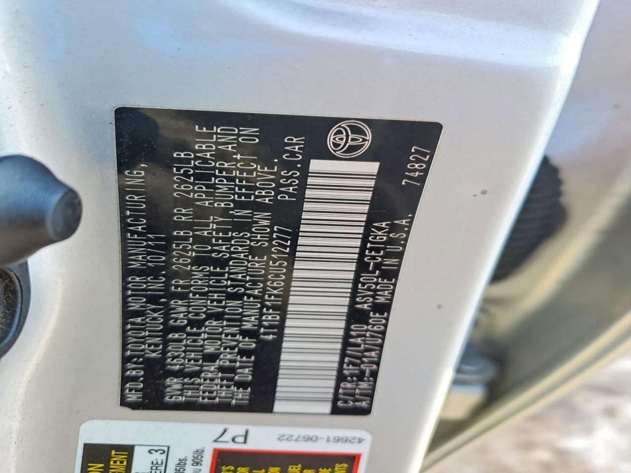 2012 TOYOTA CAMRY