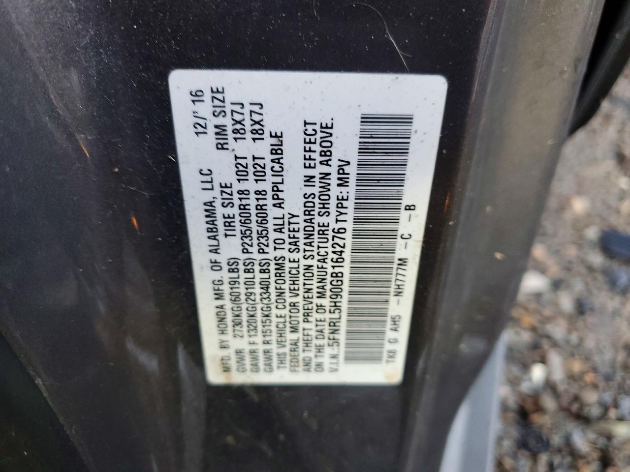 2016 HONDA ODYSSEY