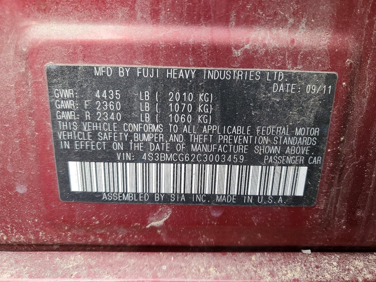 2012 SUBARU Legacy