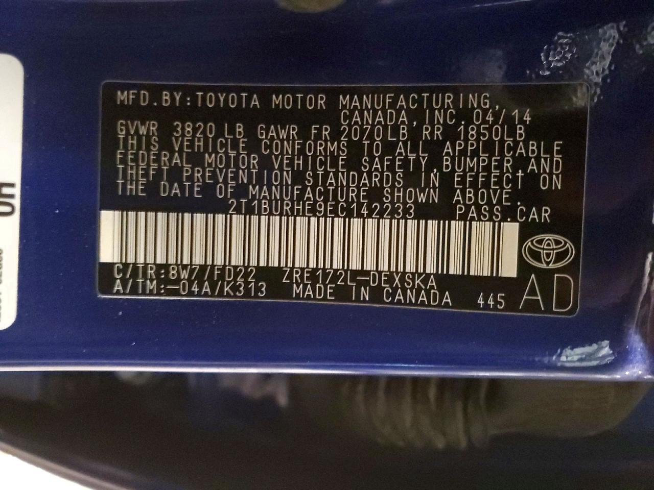 2014 TOYOTA COROLLA