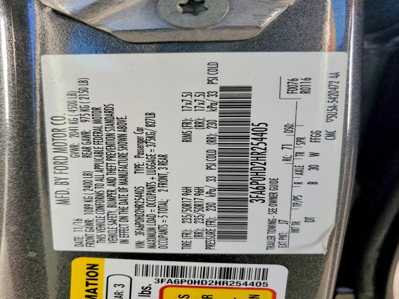2017 FORD FUSION