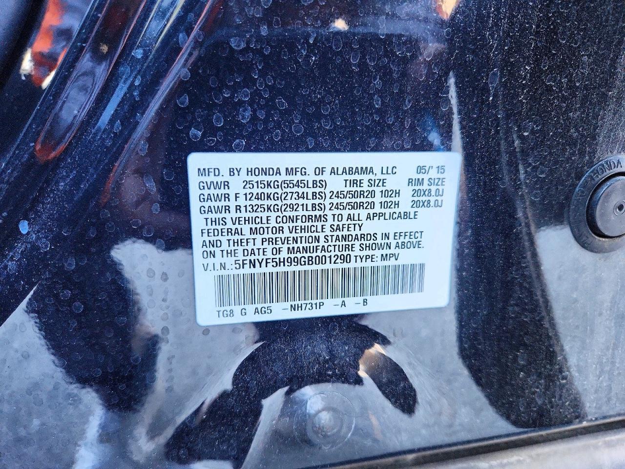 2016 HONDA PILOT