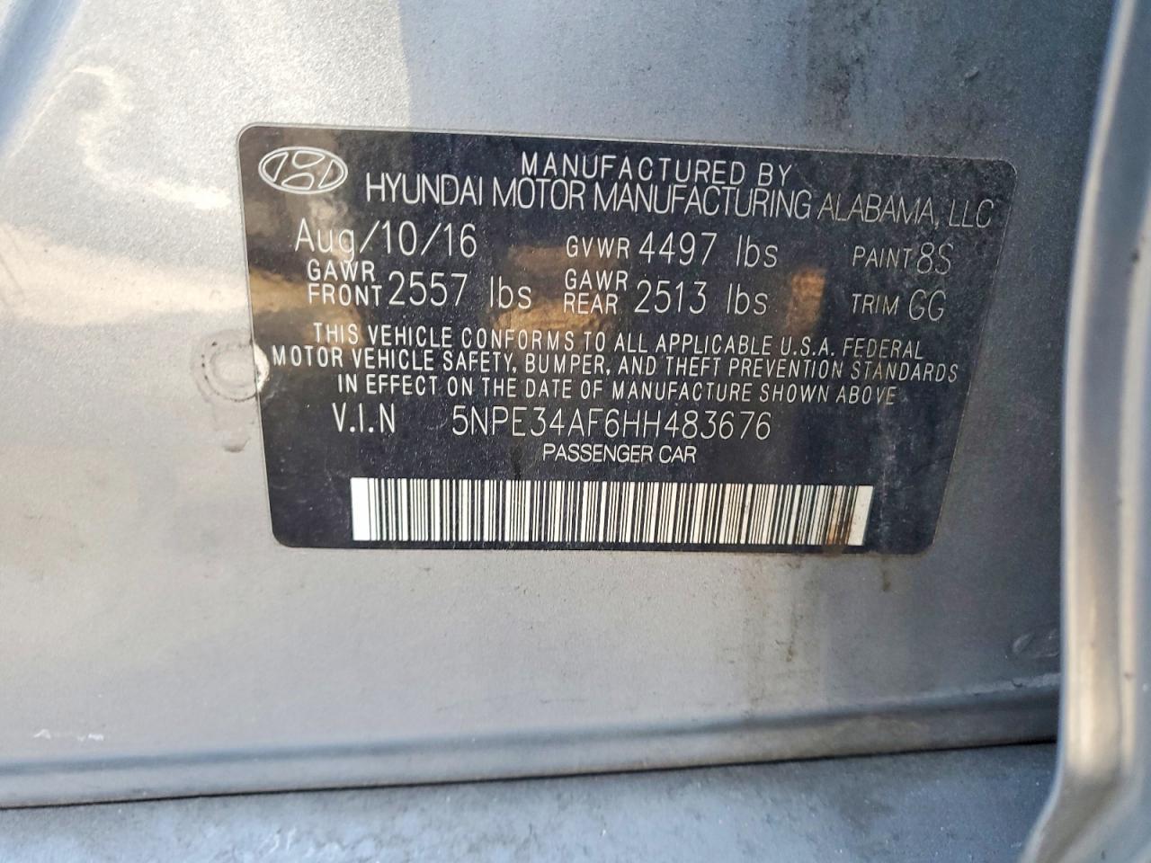 2017 HYUNDAI SONATA