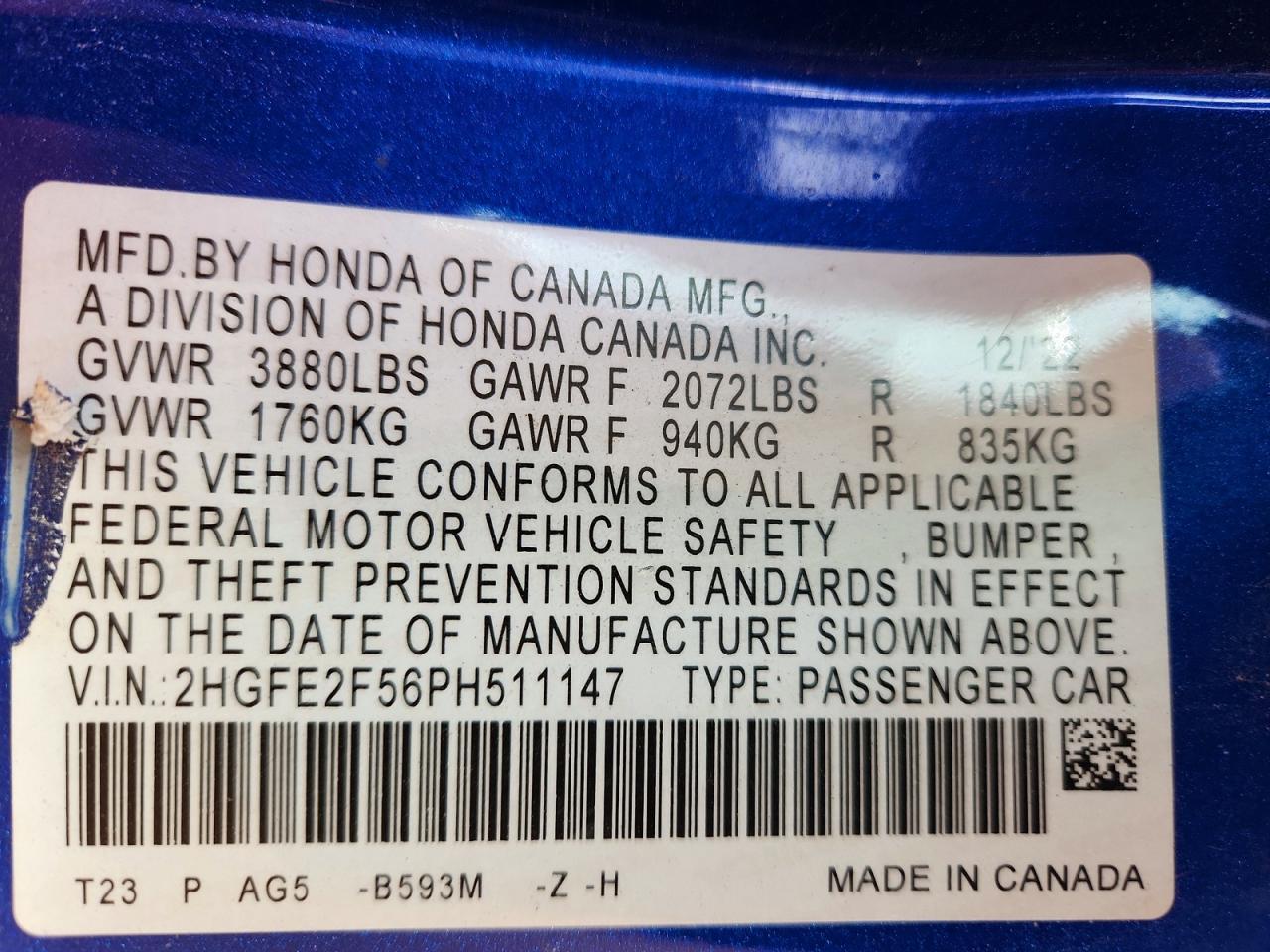 2023 HONDA CIVIC