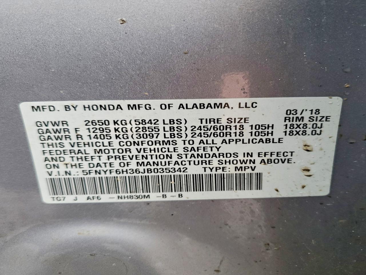 2018 HONDA PILOT