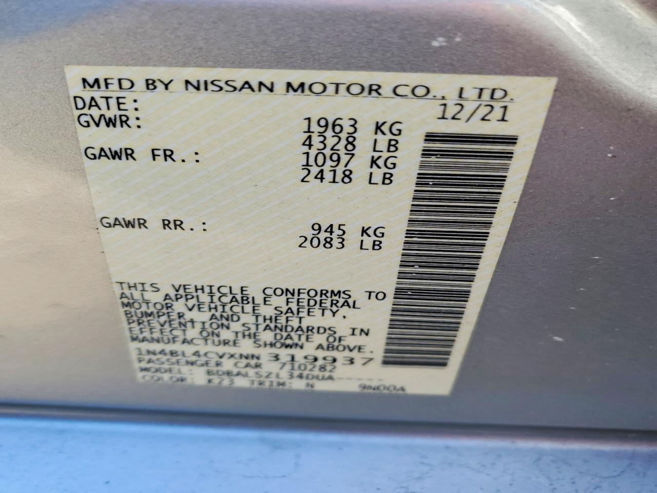 2022 NISSAN ALTIMA