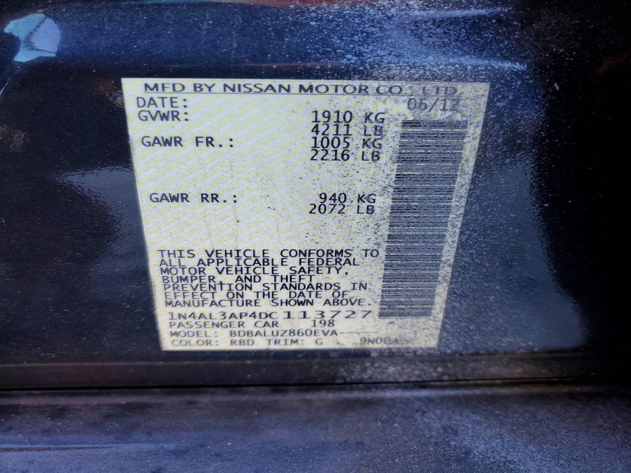 2013 NISSAN ALTIMA