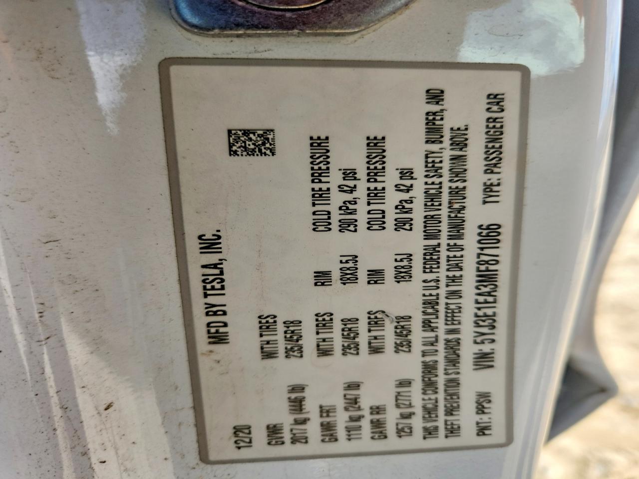 2021 TESLA MODEL 3