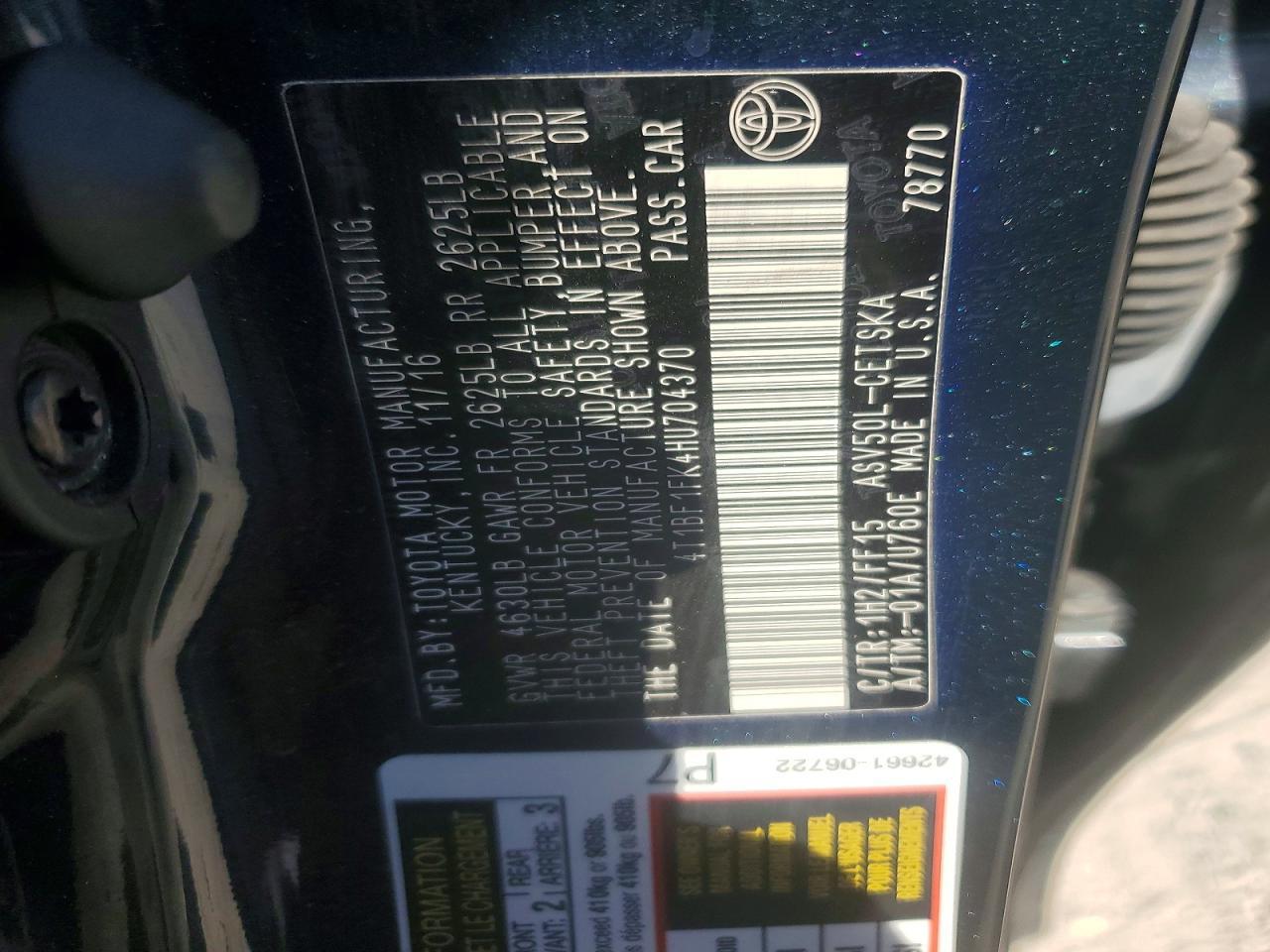 2017 TOYOTA CAMRY