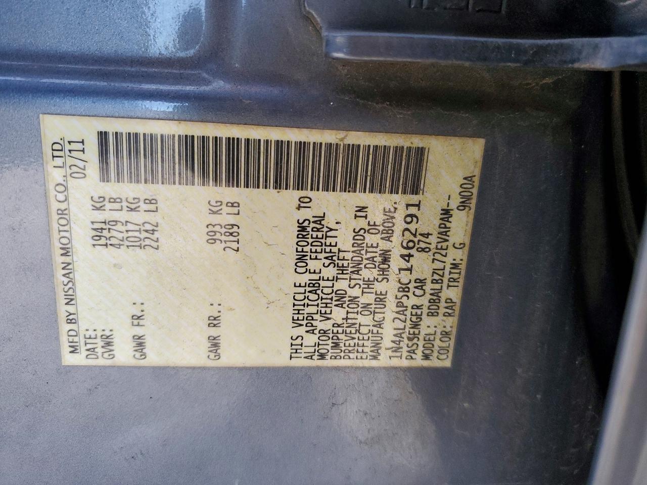 2011 NISSAN ALTIMA