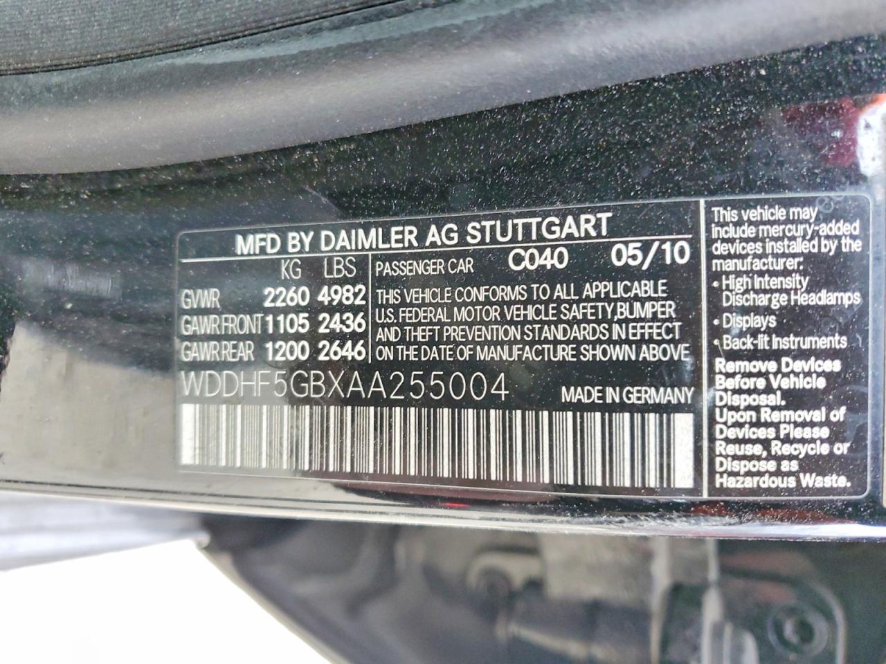2010 MERCEDES-BENZ E-Class