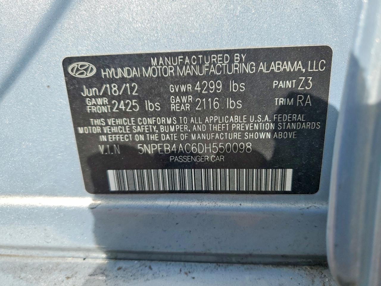 2013 HYUNDAI SONATA