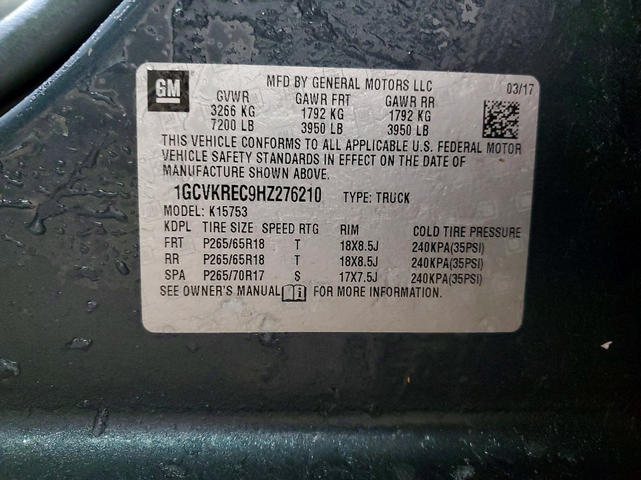 2017 CHEVROLET SILVERADO 1500