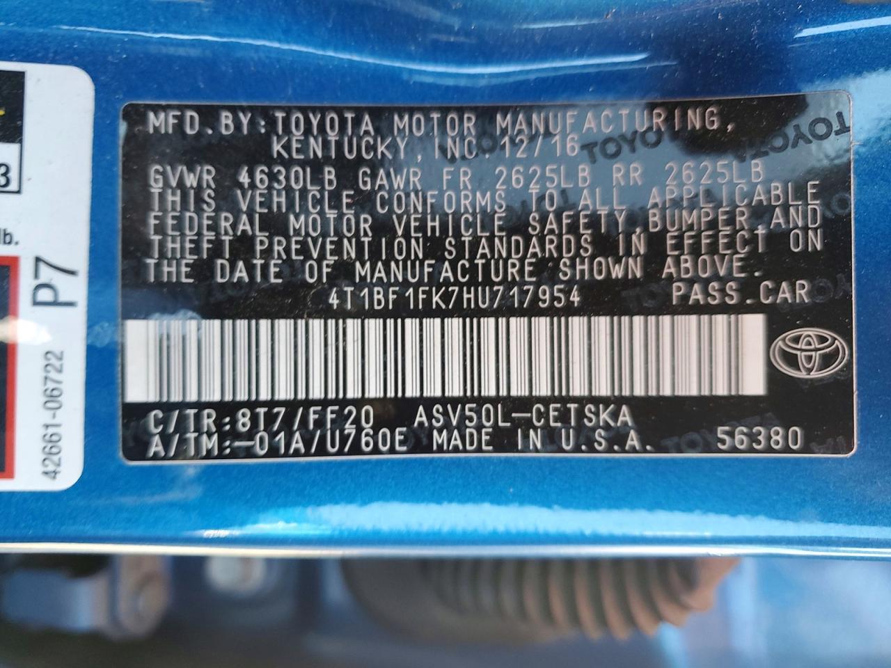 2017 TOYOTA CAMRY