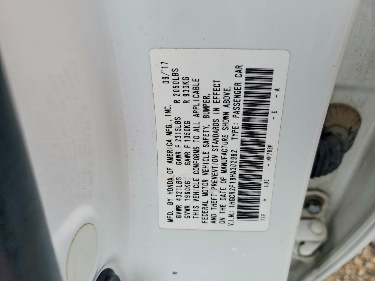 2017 HONDA ACCORD