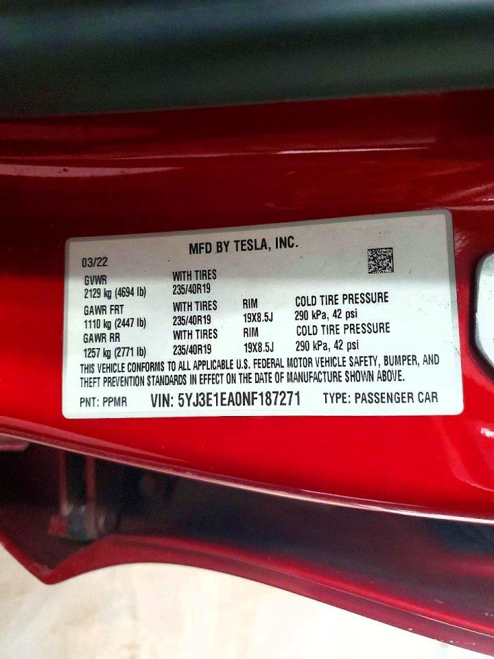 2022 TESLA MODEL 3