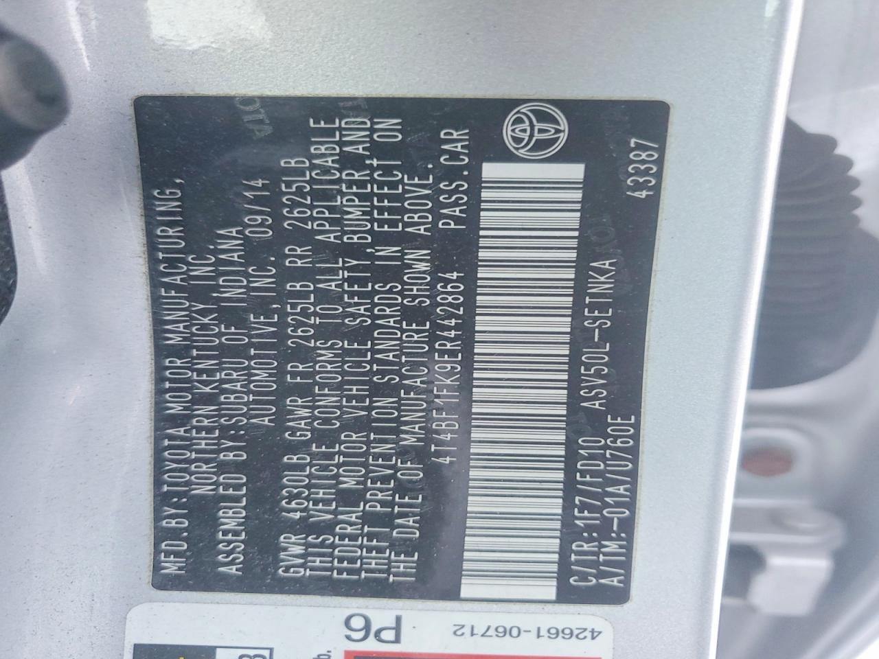 2014 TOYOTA CAMRY