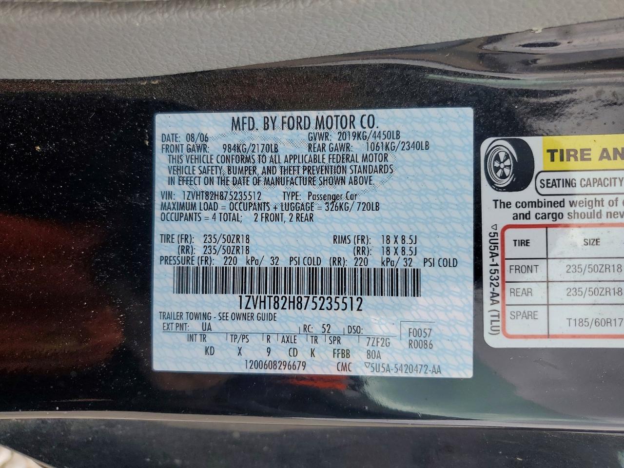 2007 FORD MUSTANG
