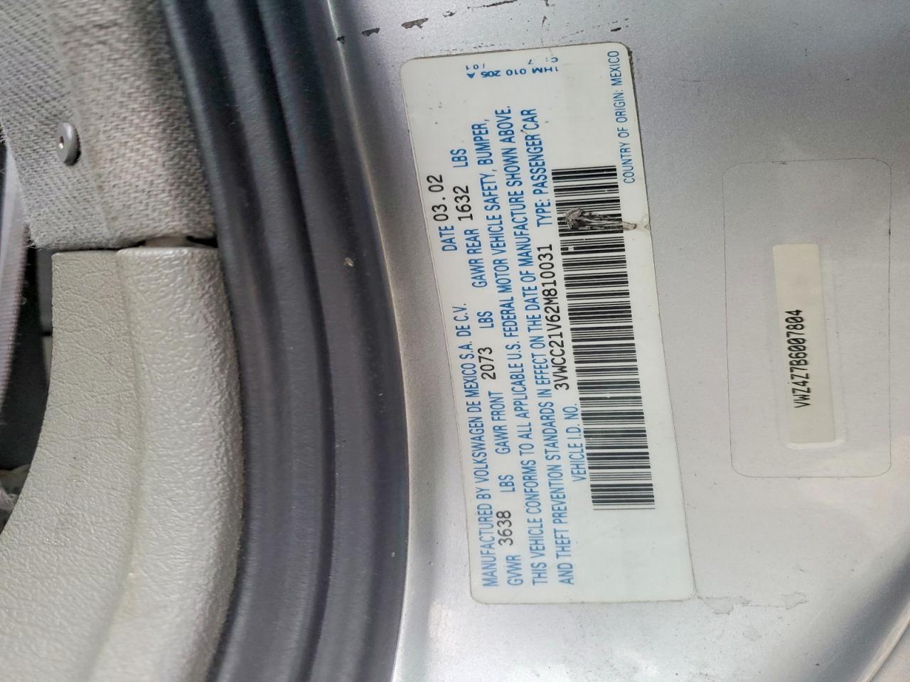 2002 VOLKSWAGEN Cabrio