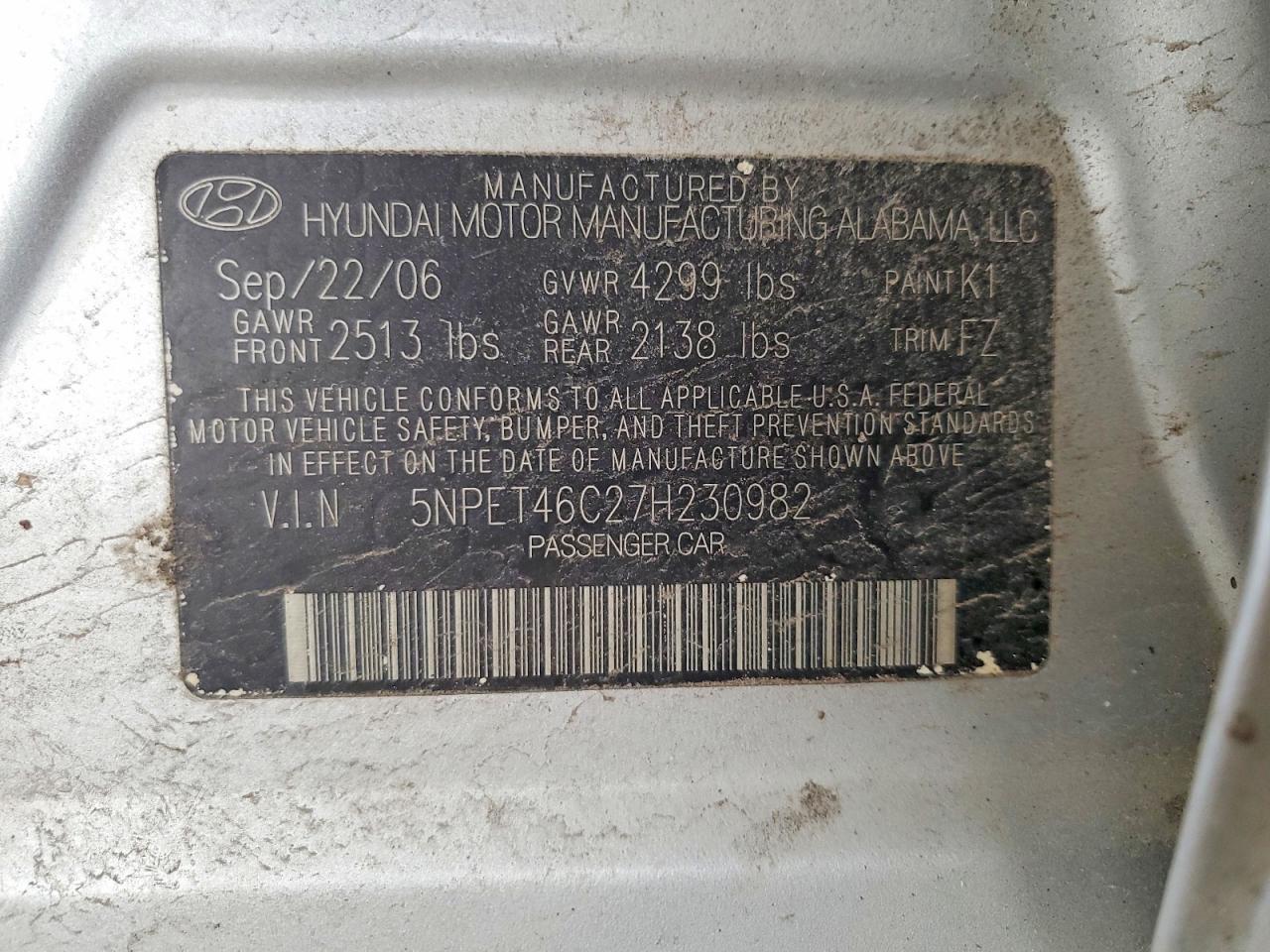 2007 HYUNDAI SONATA