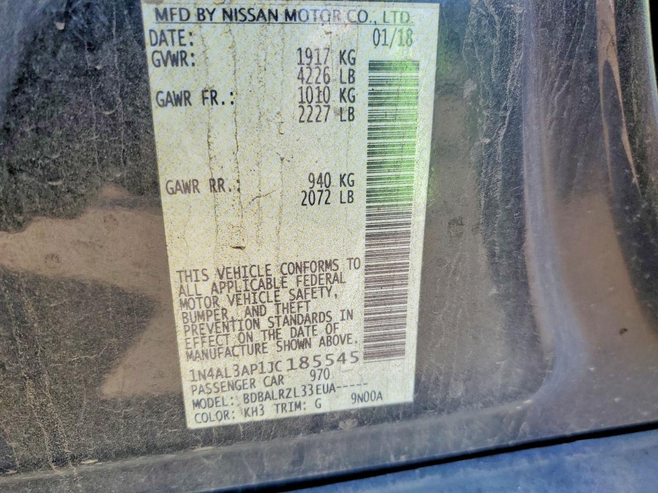 2018 NISSAN ALTIMA