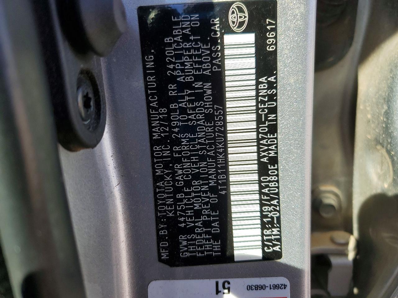 2019 TOYOTA CAMRY