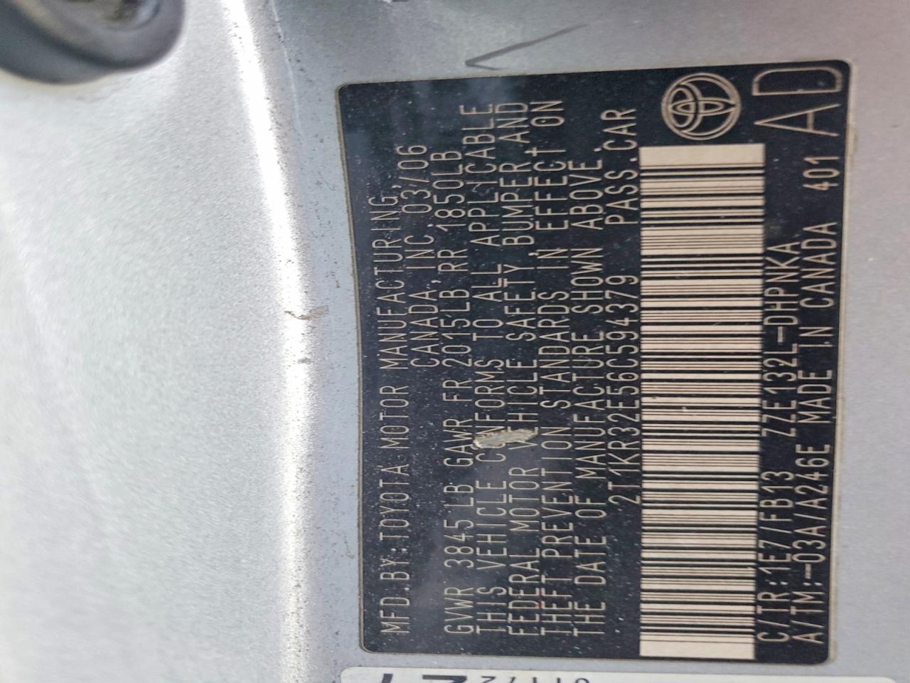 2006 TOYOTA COROLLA