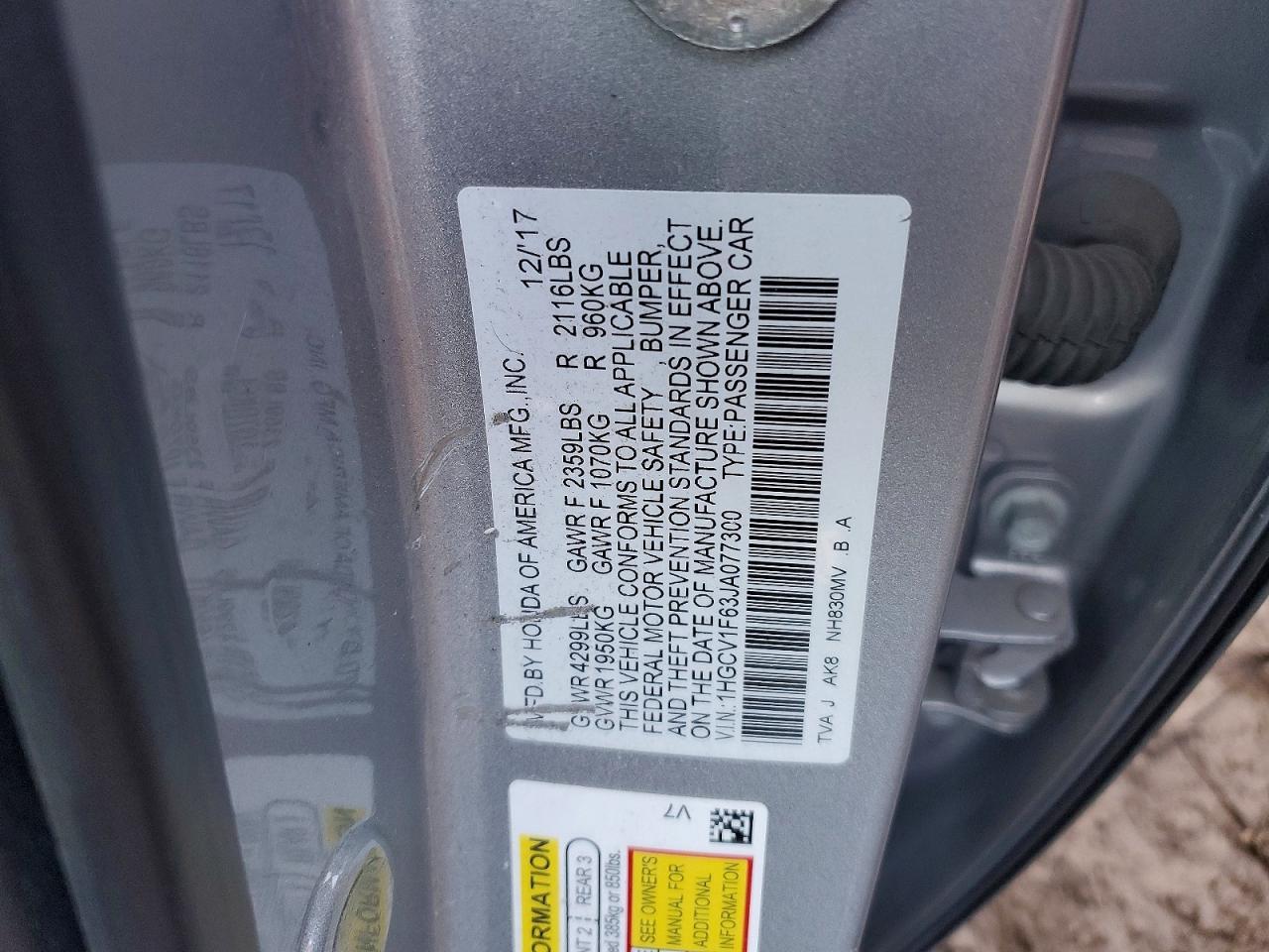 2018 HONDA ACCORD