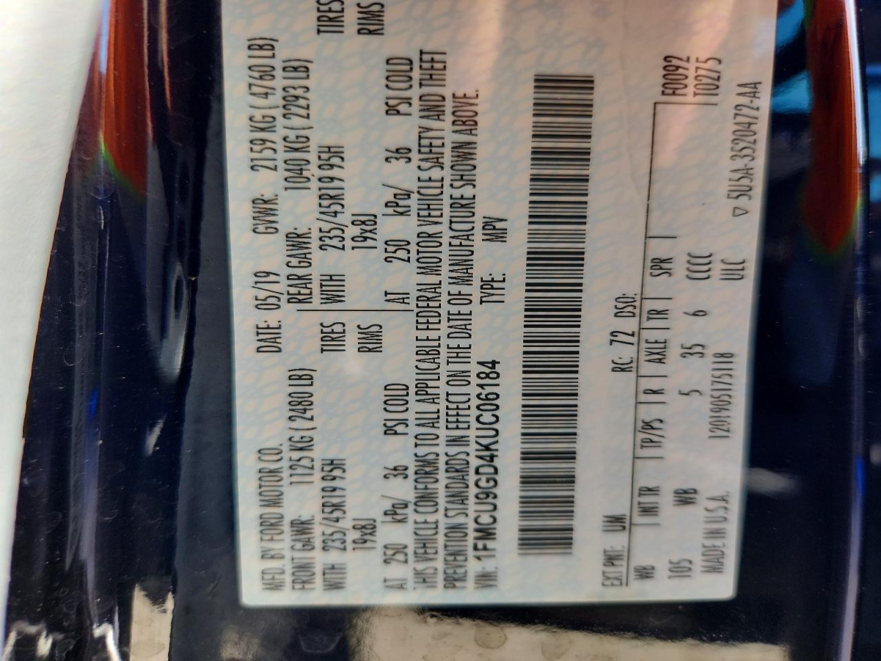 2019 FORD ESCAPE