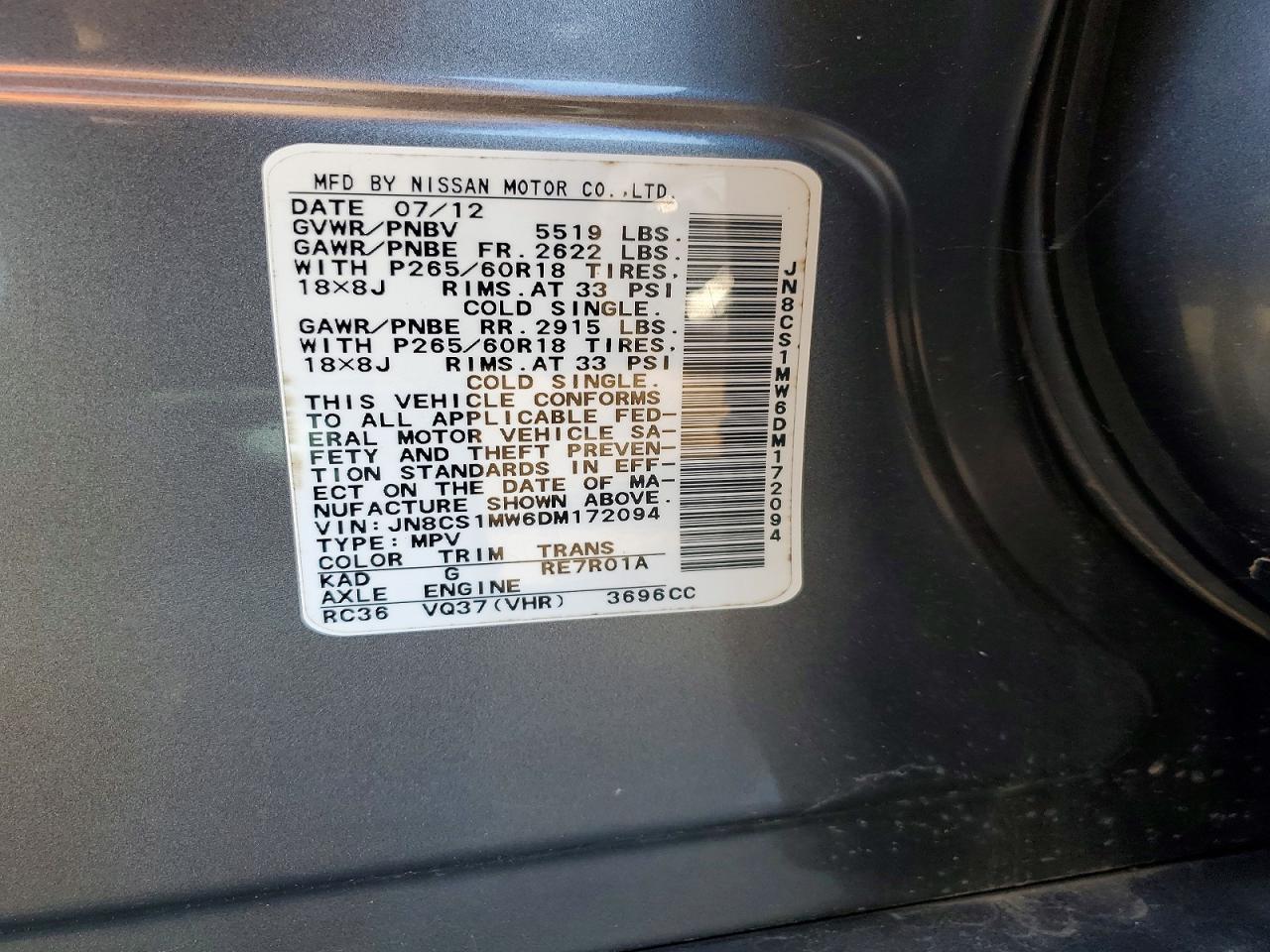 2013 INFINITI FX37