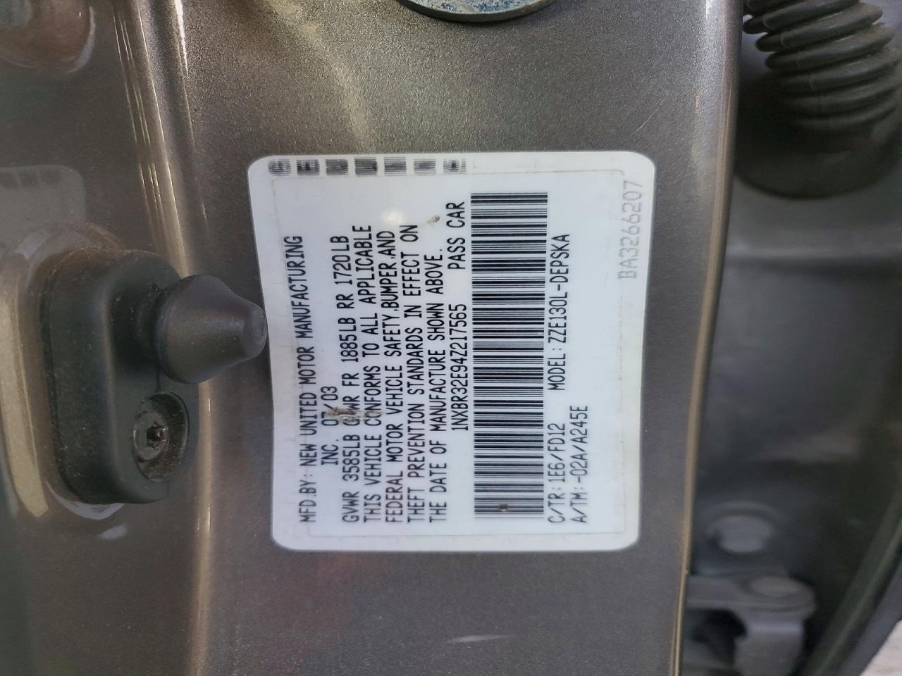 2004 TOYOTA COROLLA