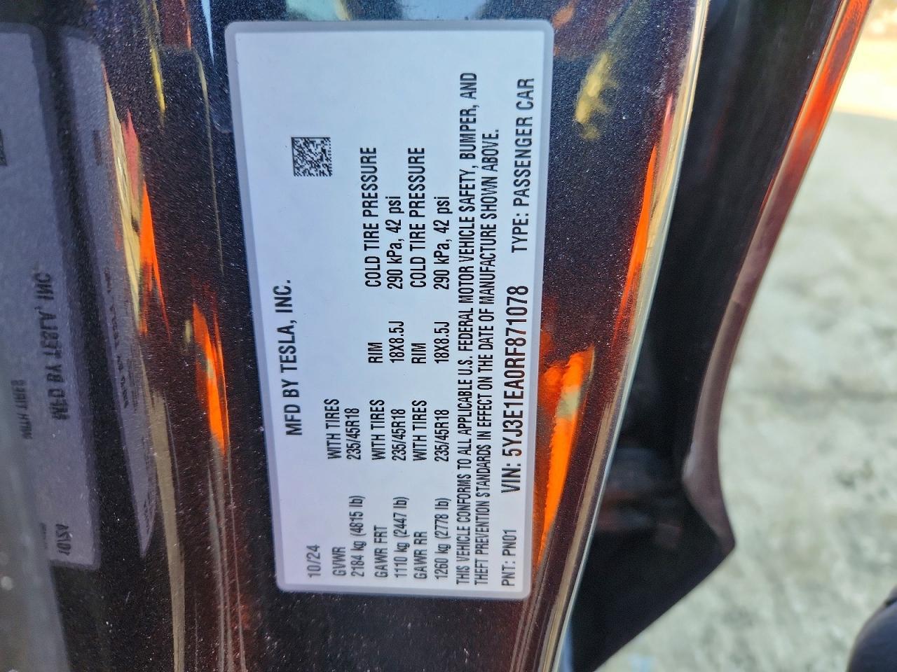 2024 TESLA MODEL 3