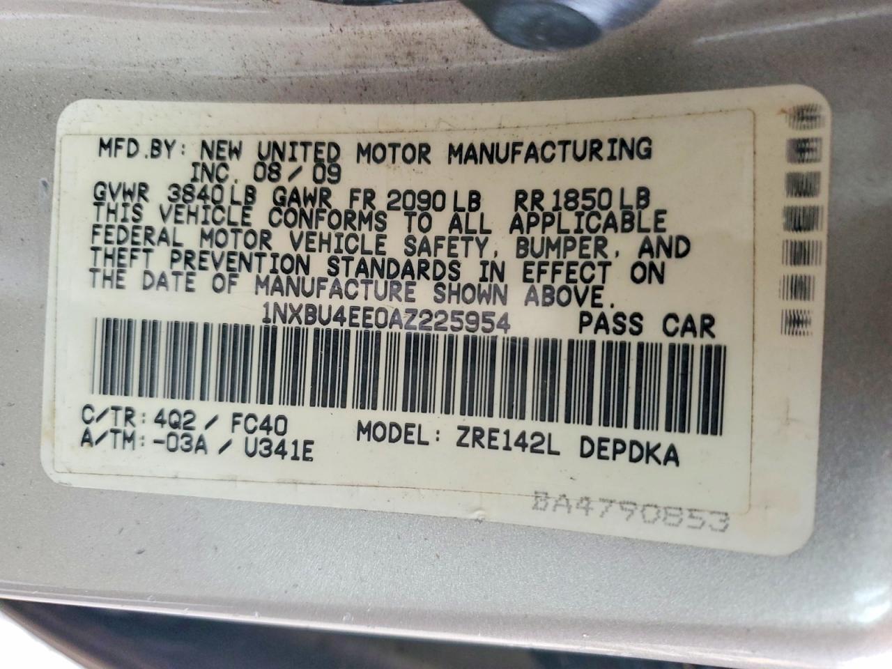 2010 TOYOTA COROLLA