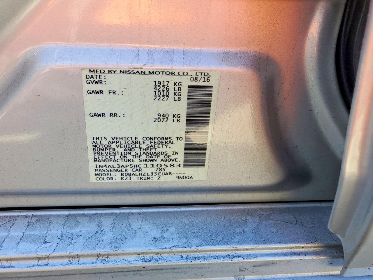 2017 NISSAN ALTIMA