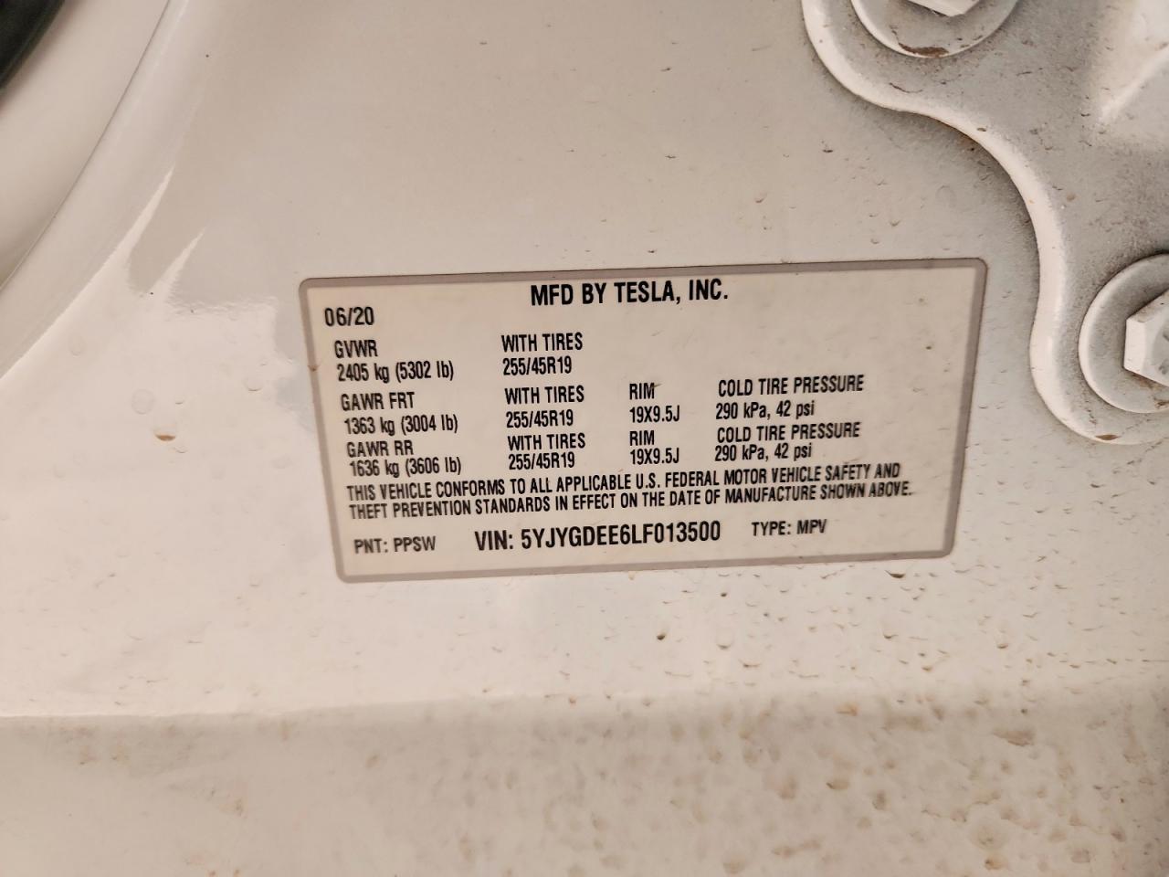 2020 TESLA MODEL Y