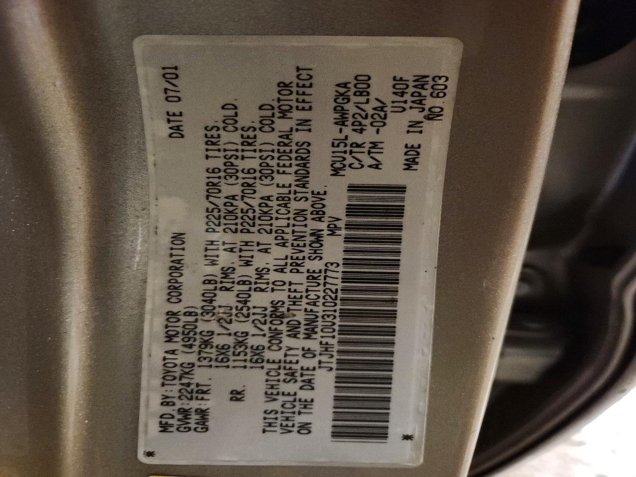 2001 LEXUS Rx 300