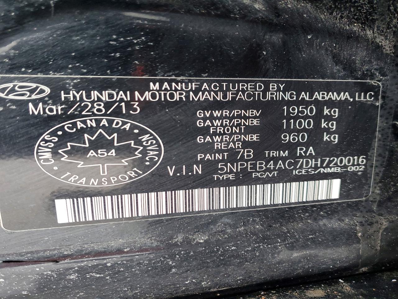2013 HYUNDAI SONATA