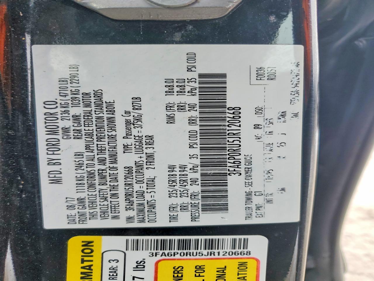 2018 FORD FUSION
