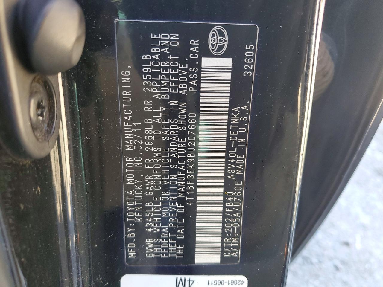 2011 TOYOTA CAMRY