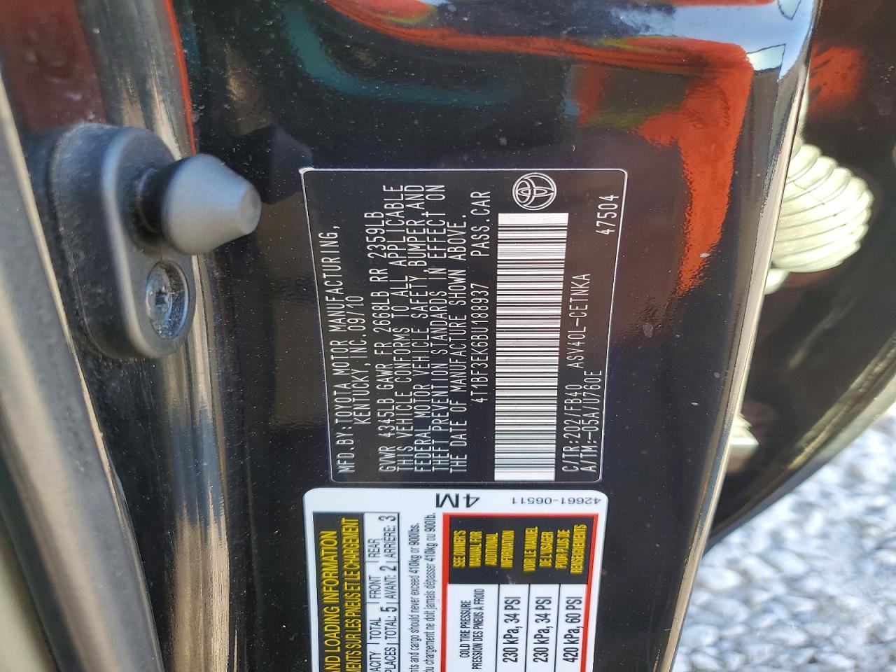 2011 TOYOTA CAMRY