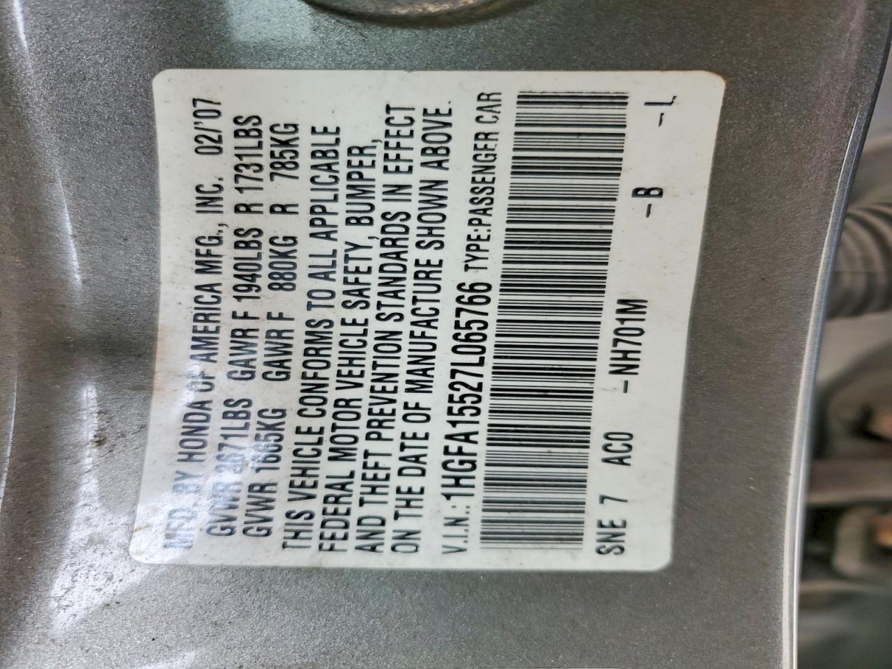 2007 HONDA CIVIC