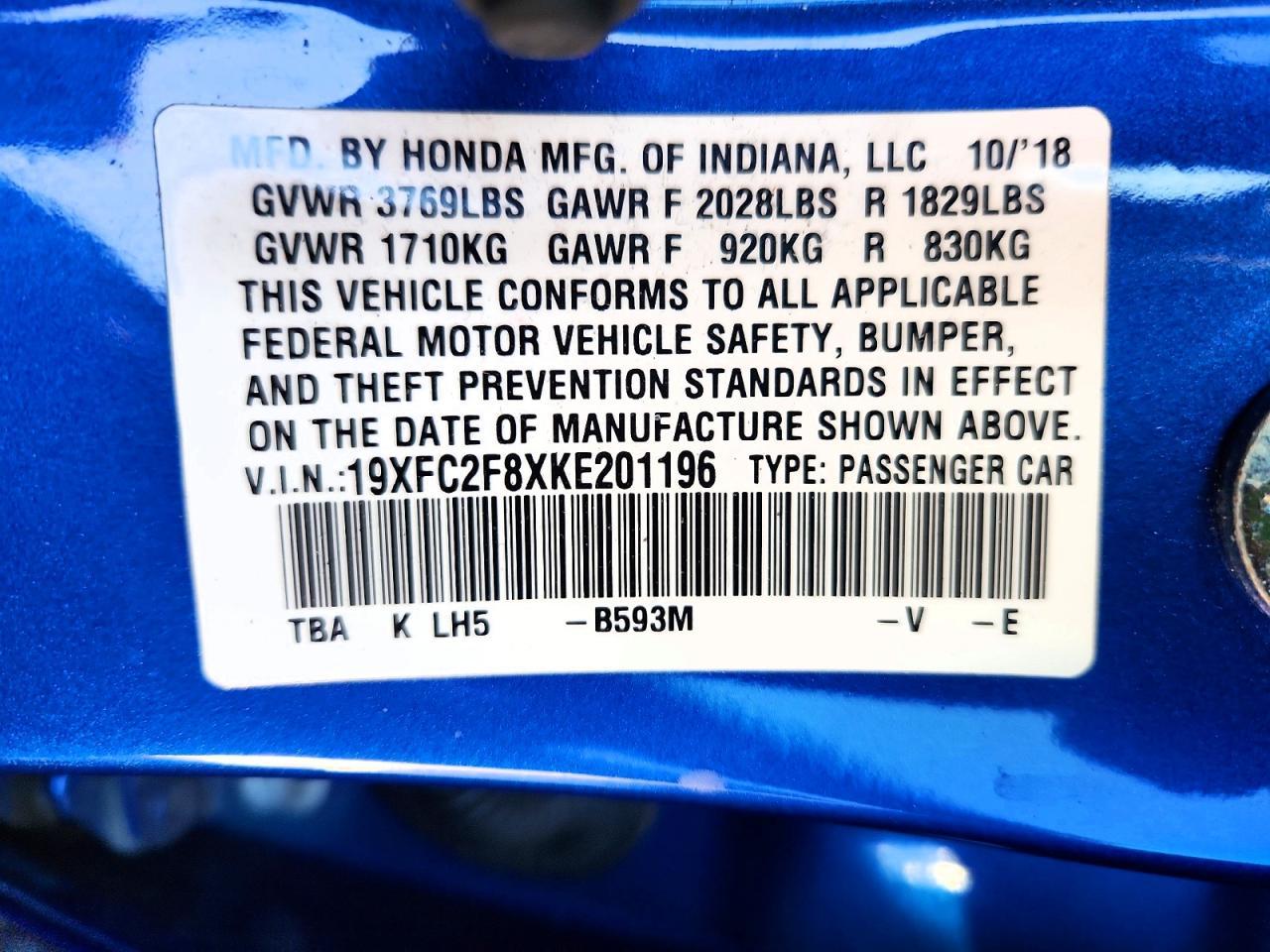 2019 HONDA CIVIC