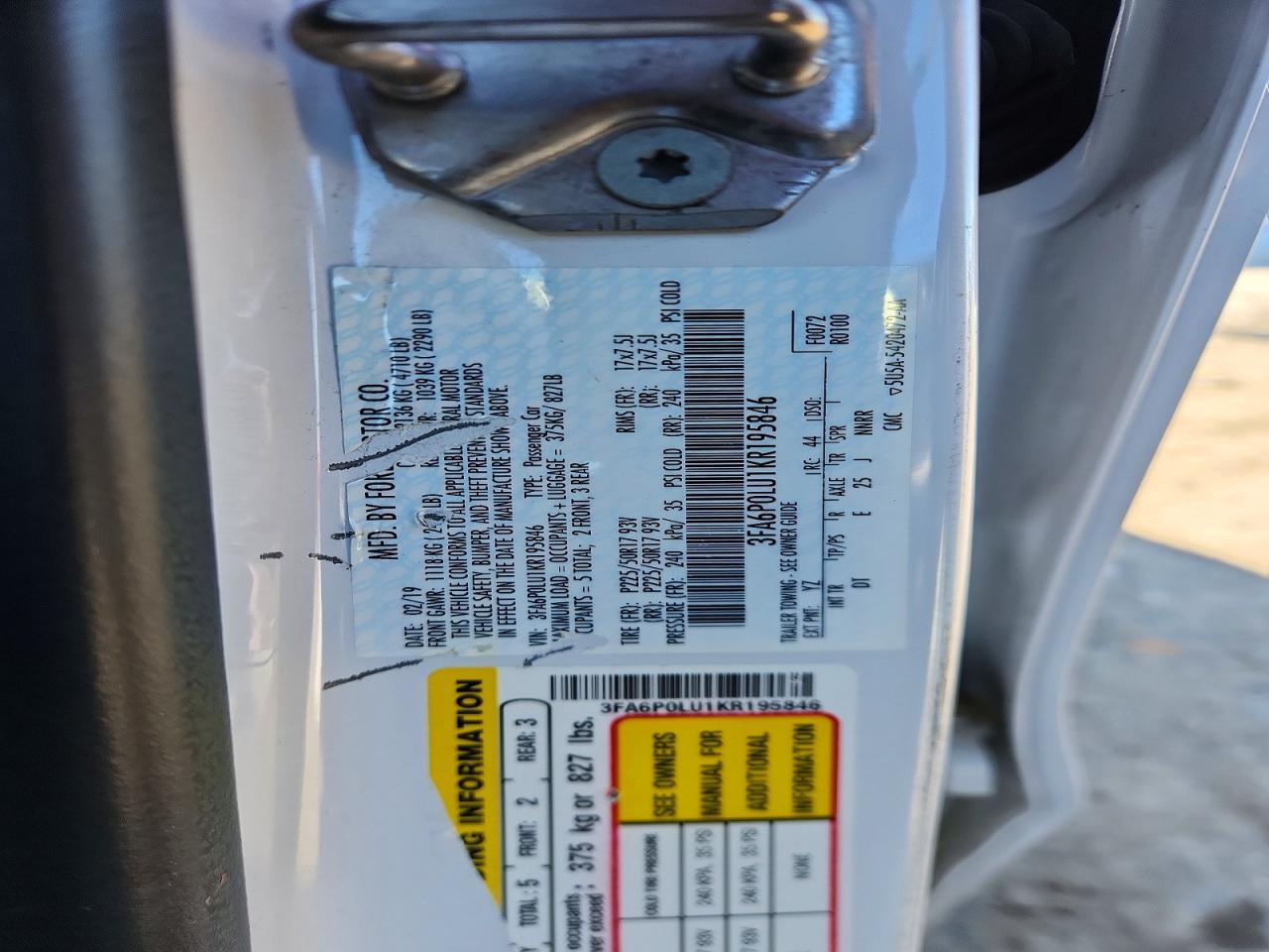 2019 FORD FUSION